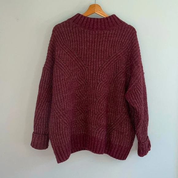 Columbia Sweaters - Columbia women’s XL chunky knit oversized drop shoulder dark red sweater